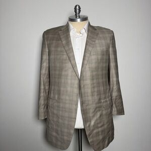 Samuelsohn 46L Men's Plaid Wool Blazer Sport Coat Jacket Superfine Cloth Check